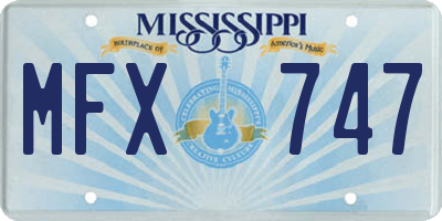 MS license plate MFX747