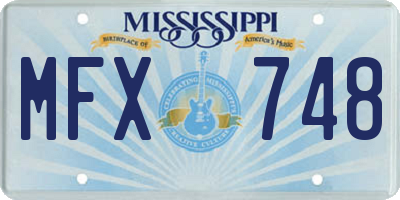 MS license plate MFX748