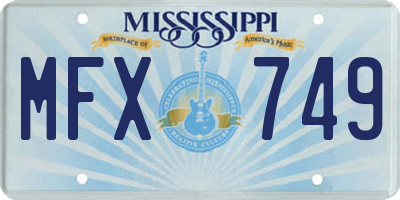 MS license plate MFX749