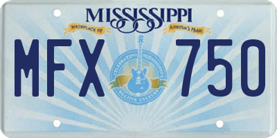 MS license plate MFX750
