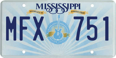 MS license plate MFX751