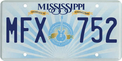 MS license plate MFX752