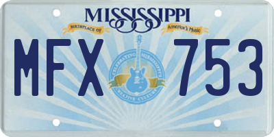 MS license plate MFX753