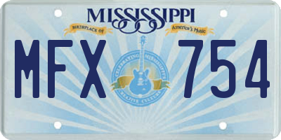 MS license plate MFX754