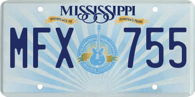MS license plate MFX755