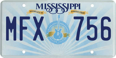 MS license plate MFX756