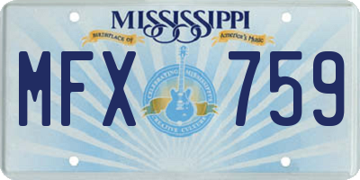 MS license plate MFX759