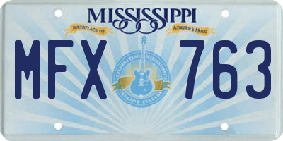 MS license plate MFX763