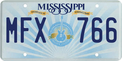MS license plate MFX766