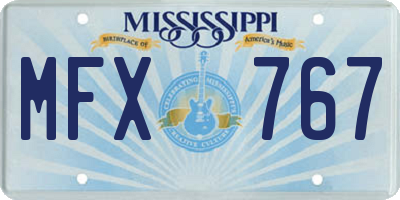 MS license plate MFX767