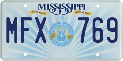 MS license plate MFX769