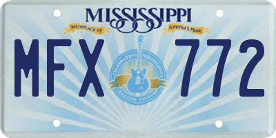 MS license plate MFX772