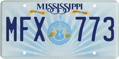 MS license plate MFX773