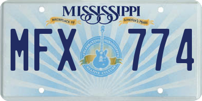 MS license plate MFX774