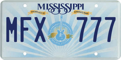 MS license plate MFX777