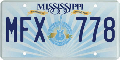 MS license plate MFX778