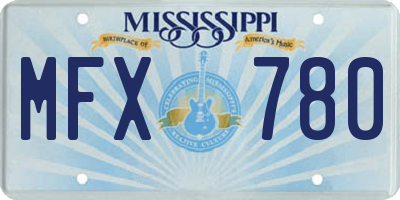 MS license plate MFX780