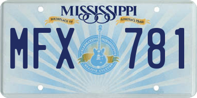 MS license plate MFX781