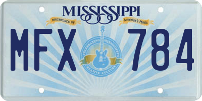 MS license plate MFX784