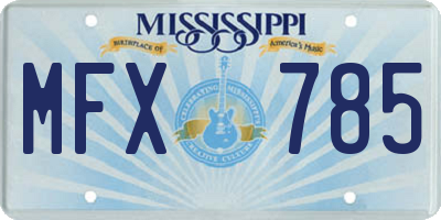 MS license plate MFX785