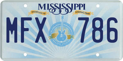 MS license plate MFX786