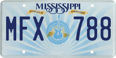MS license plate MFX788