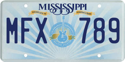 MS license plate MFX789