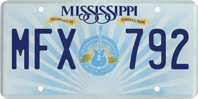MS license plate MFX792