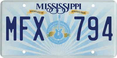MS license plate MFX794