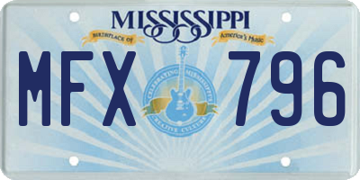 MS license plate MFX796