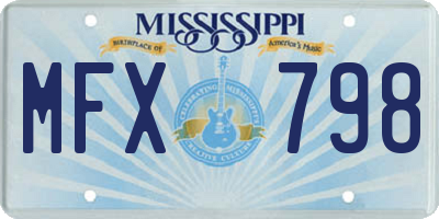 MS license plate MFX798
