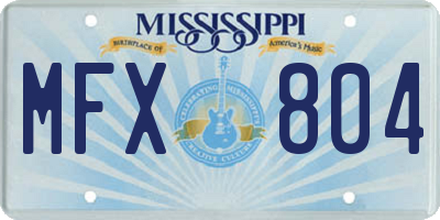 MS license plate MFX804