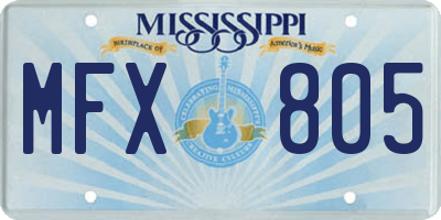 MS license plate MFX805
