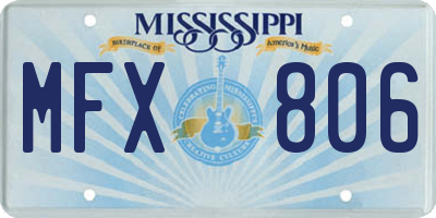 MS license plate MFX806