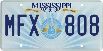 MS license plate MFX808