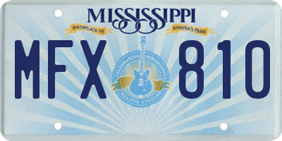 MS license plate MFX810