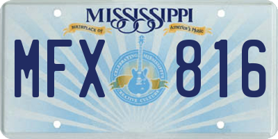 MS license plate MFX816
