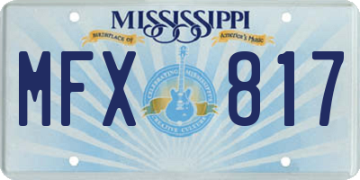 MS license plate MFX817