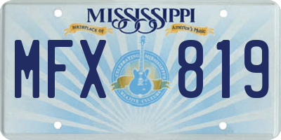 MS license plate MFX819