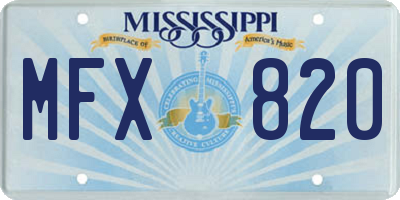 MS license plate MFX820
