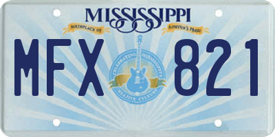 MS license plate MFX821