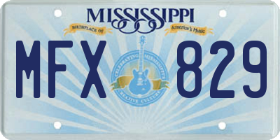 MS license plate MFX829