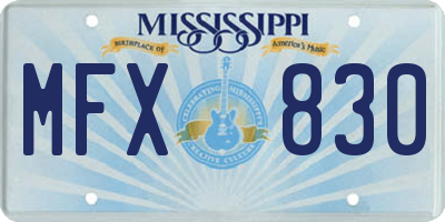MS license plate MFX830