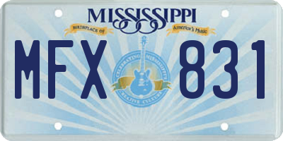 MS license plate MFX831