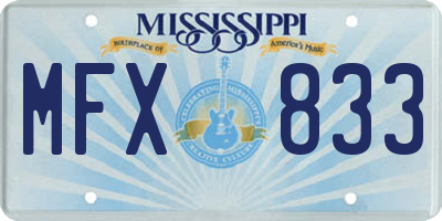 MS license plate MFX833