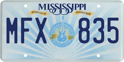 MS license plate MFX835