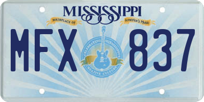 MS license plate MFX837