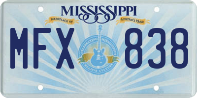 MS license plate MFX838