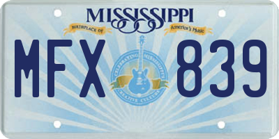 MS license plate MFX839