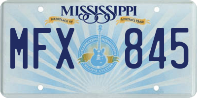 MS license plate MFX845